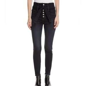 Veronica Beard Keith 12" Rise Corset Raw-hem Skinny Jeans In Dark Slate